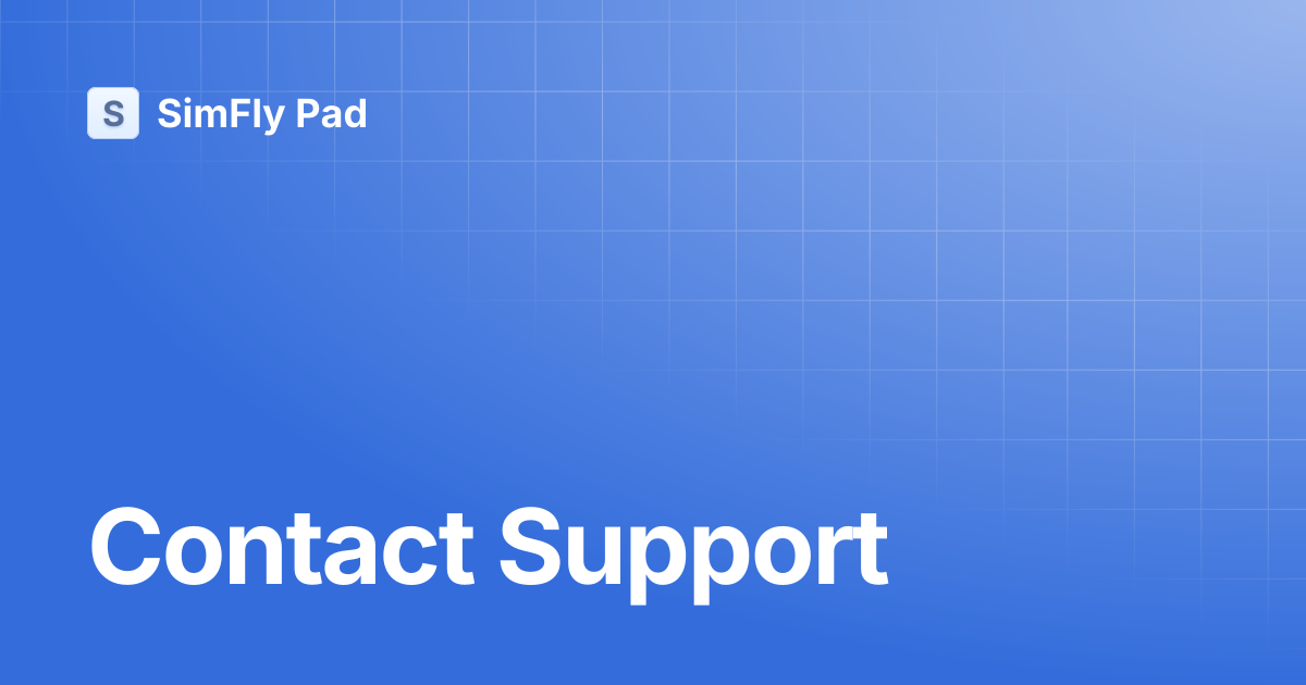 Contact Support | SimFly Pad